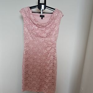 Connected Apparel Pink Sheath Mini Dress Cowl Neck